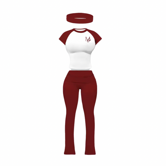 Flare me down 3 piece burgundy
