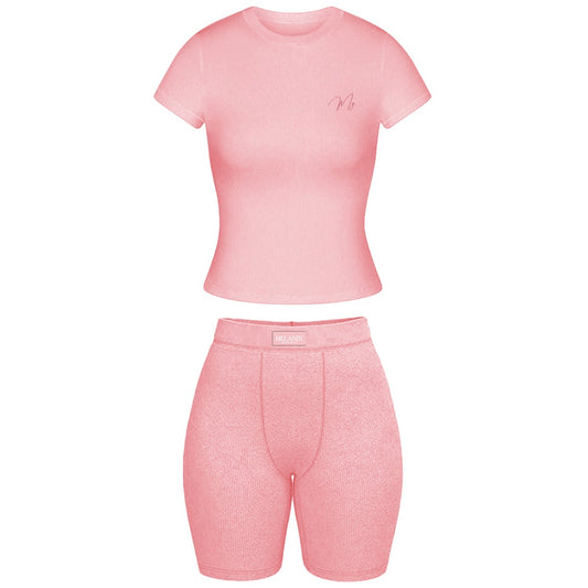 Coral ribbed short set
