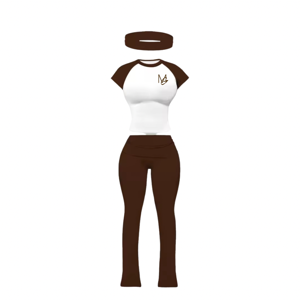 Flare me down 3 piece brown set
