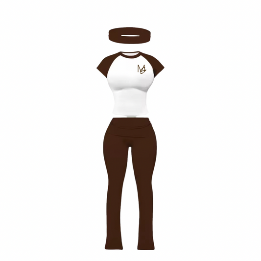 Flare me down 3 piece brown set