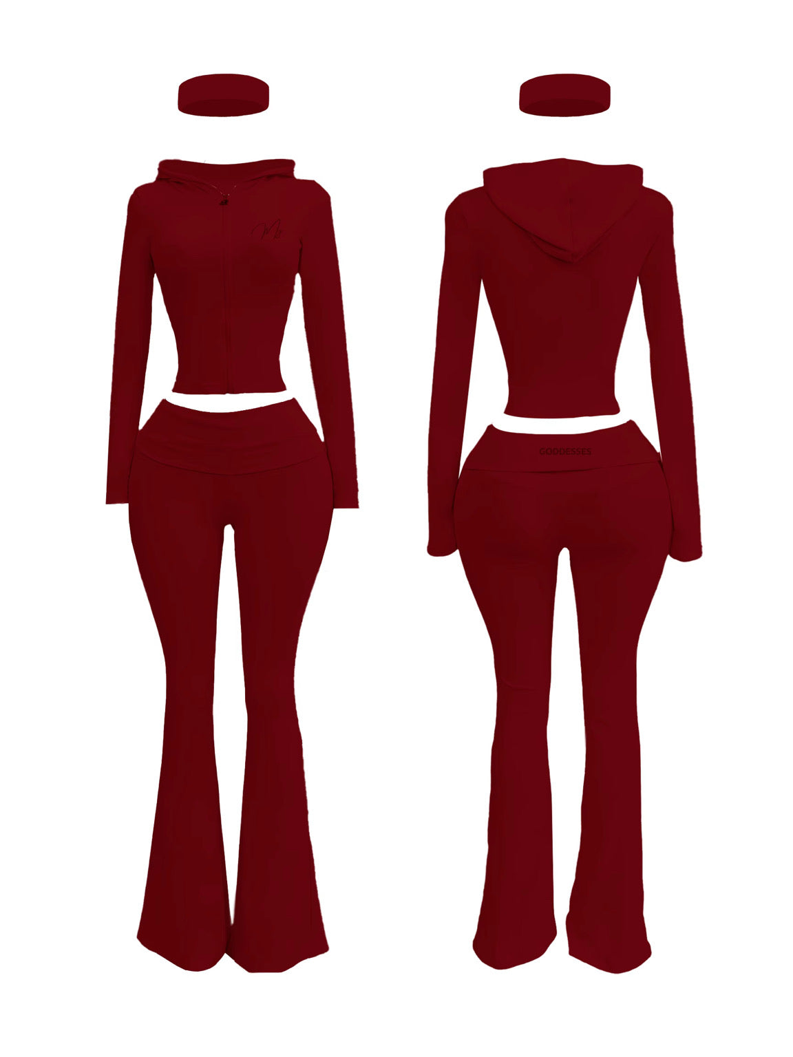 Soft life flare set burgundy