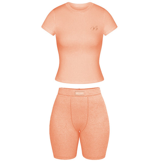 Light salmon ribbed short set
