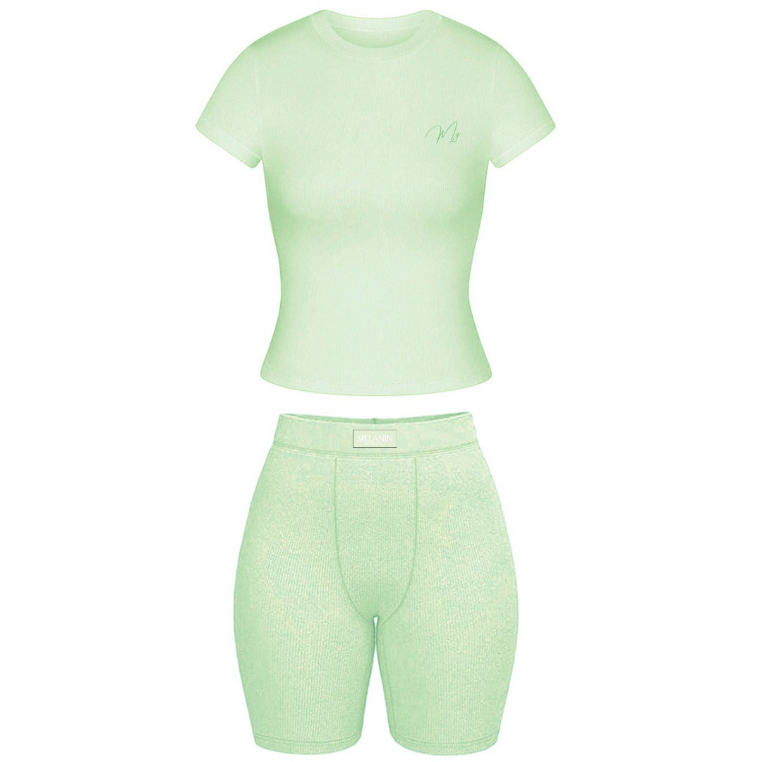 Mint Green ribbed short set