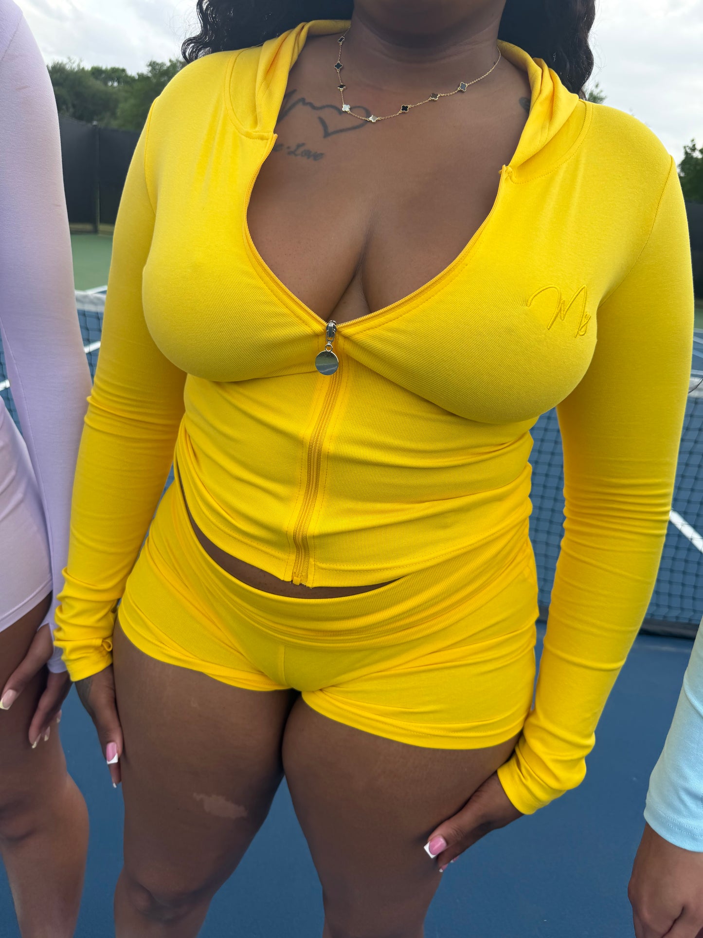 3 piece short set yellow