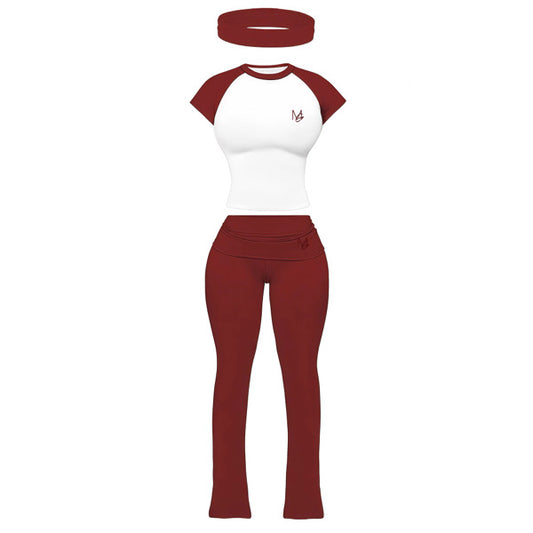 Flare me down 3 piece burgundy