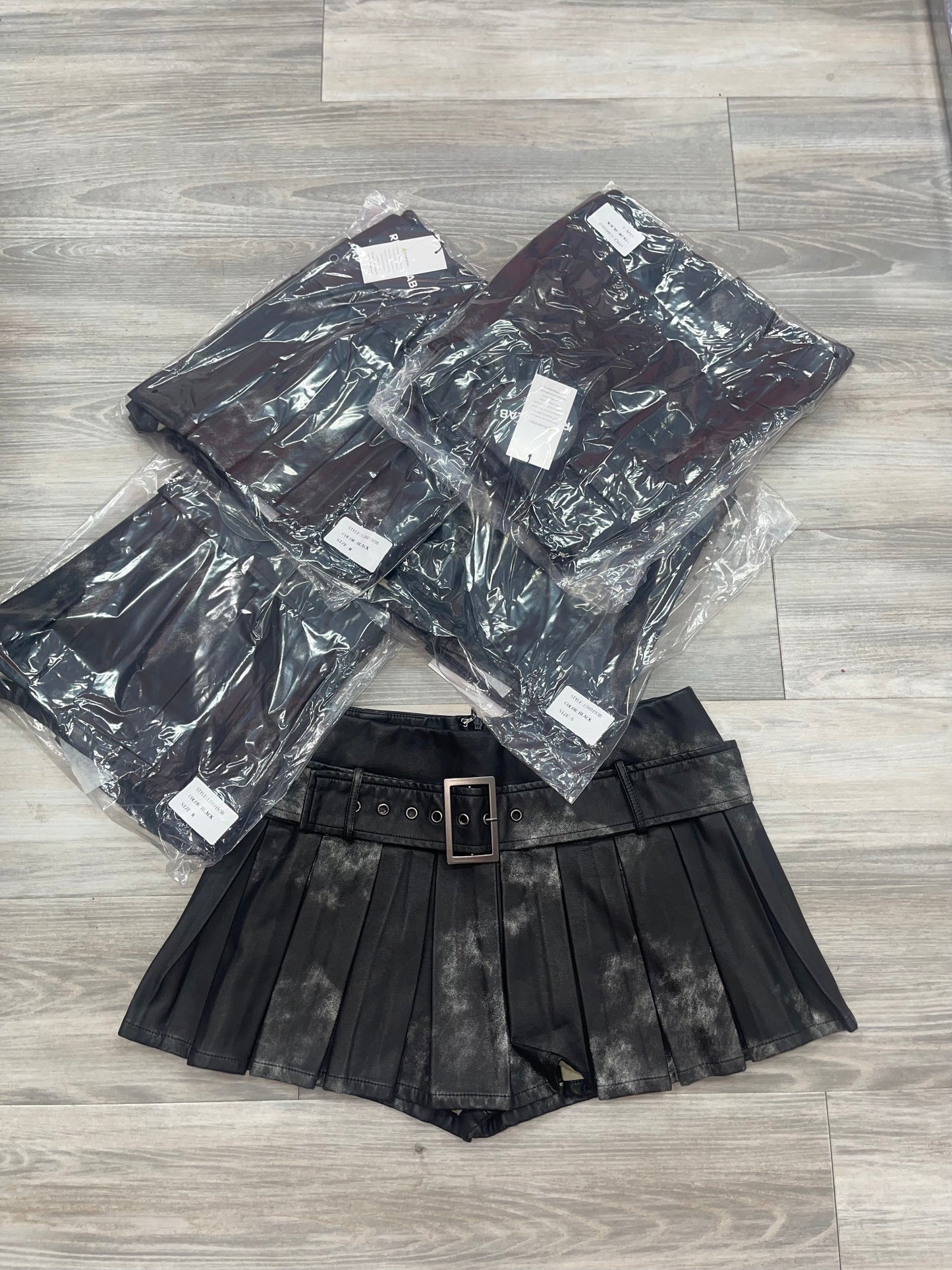 Black leather skort