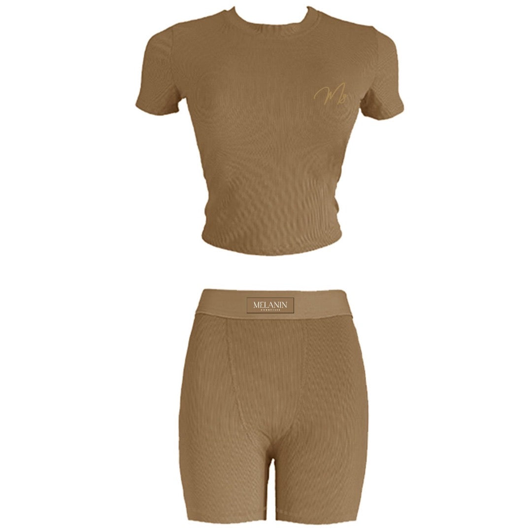 Melanin ribbed short set