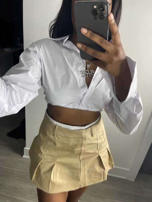 White button down crop top