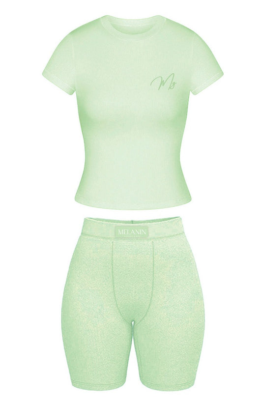 Mint Green ribbed short set