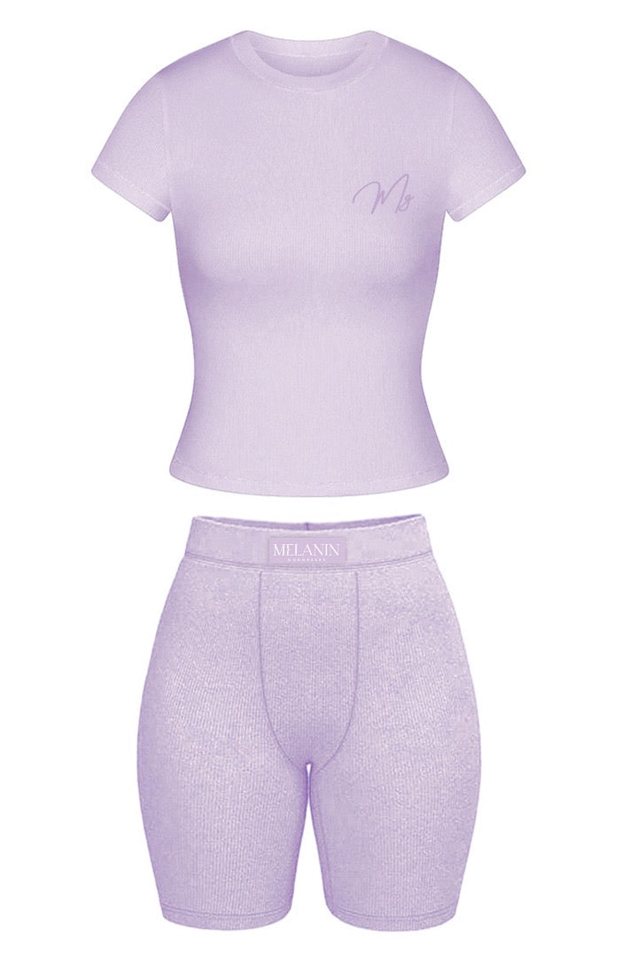 Purple ribbed short set