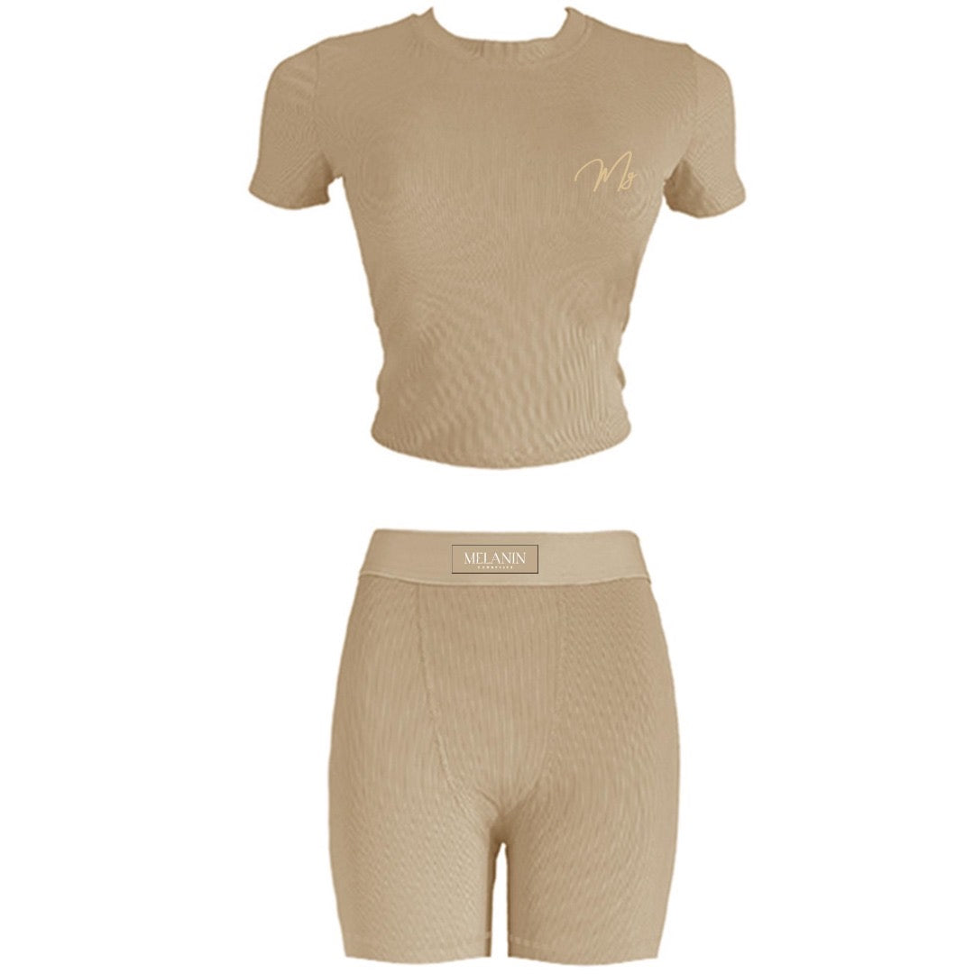 Melanin ribbed short set