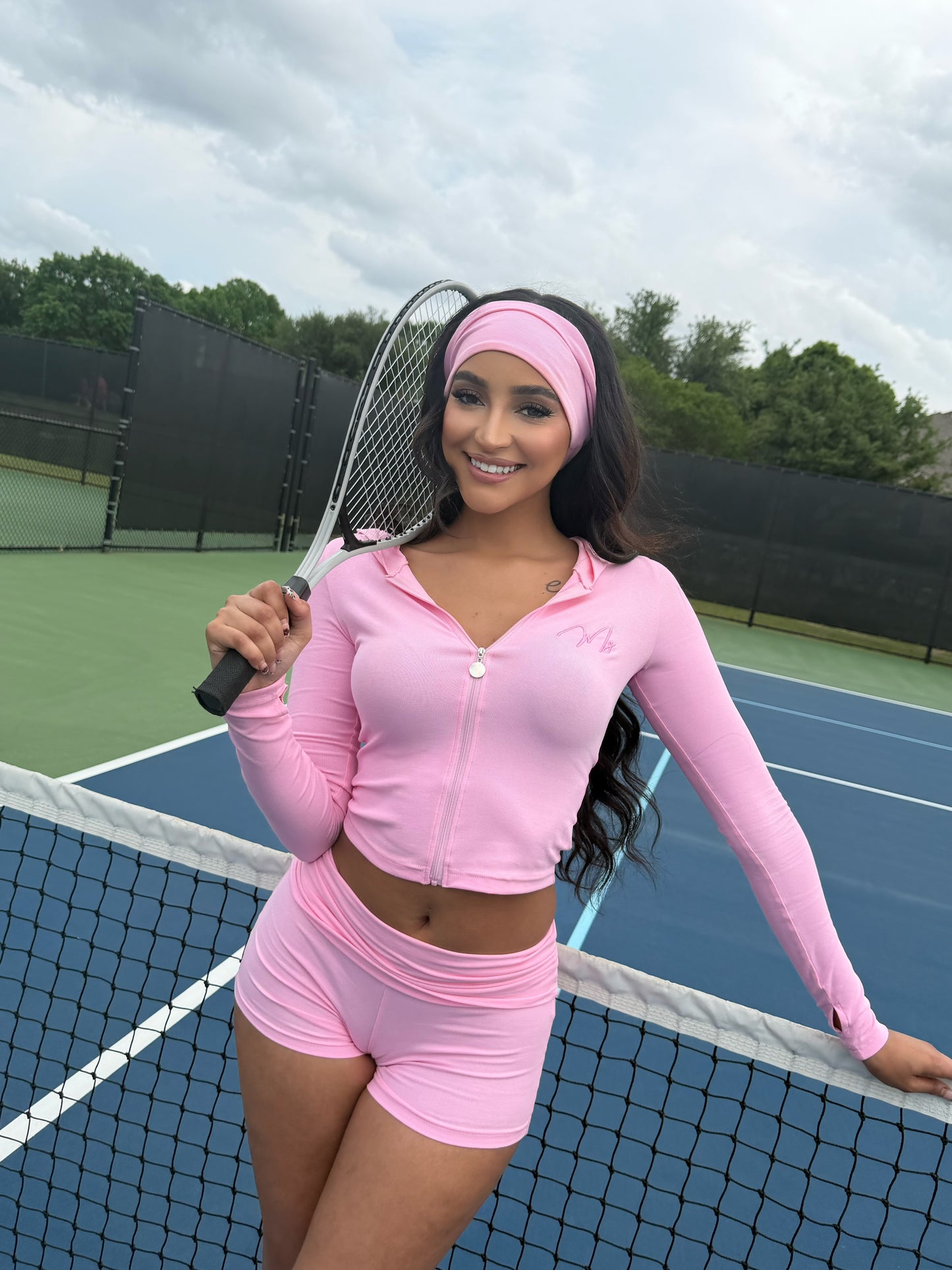 3 piece shorts set purple