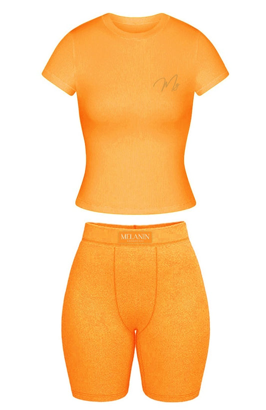 Orange ribbed short set