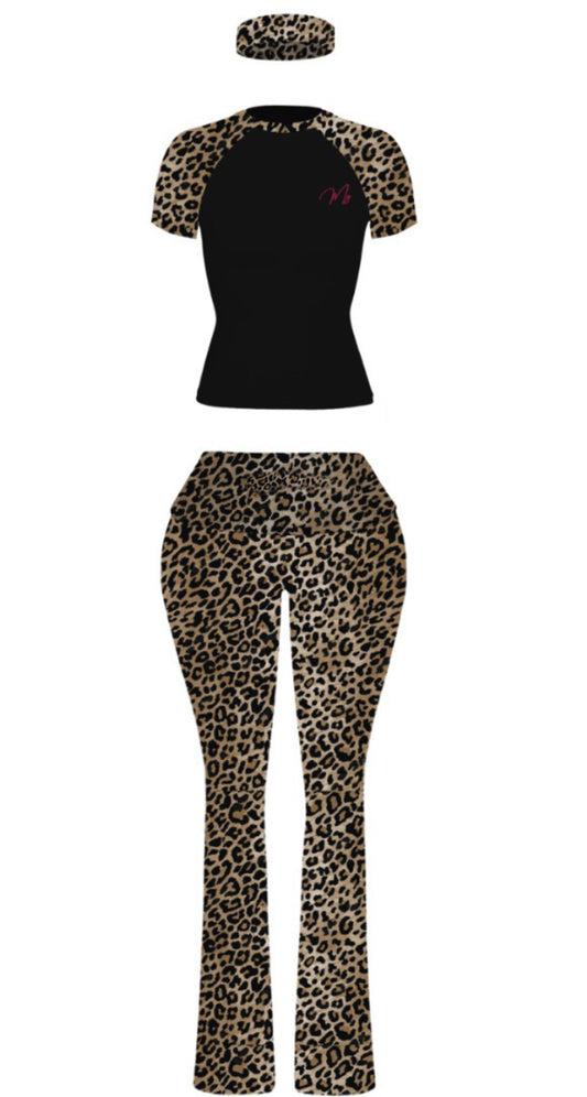 Leopard Luxe 3 piece flare pants Set